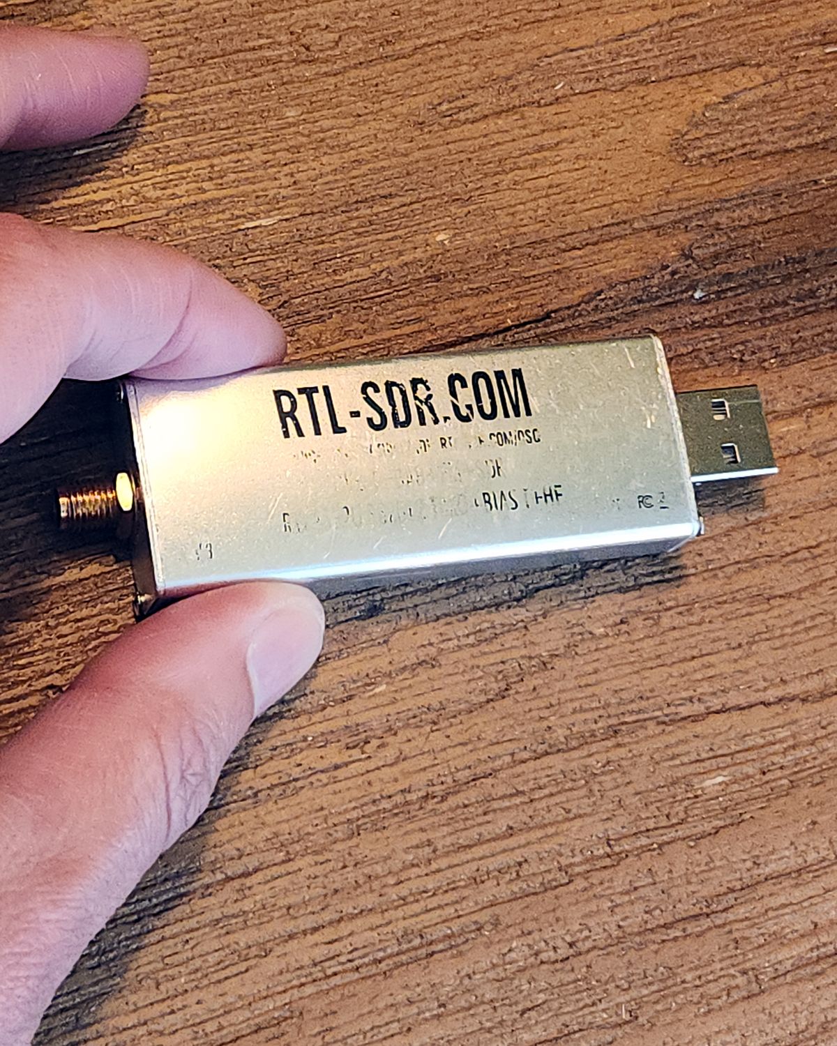 RTL-SDR Blog V3 receiver dongle held in a hand